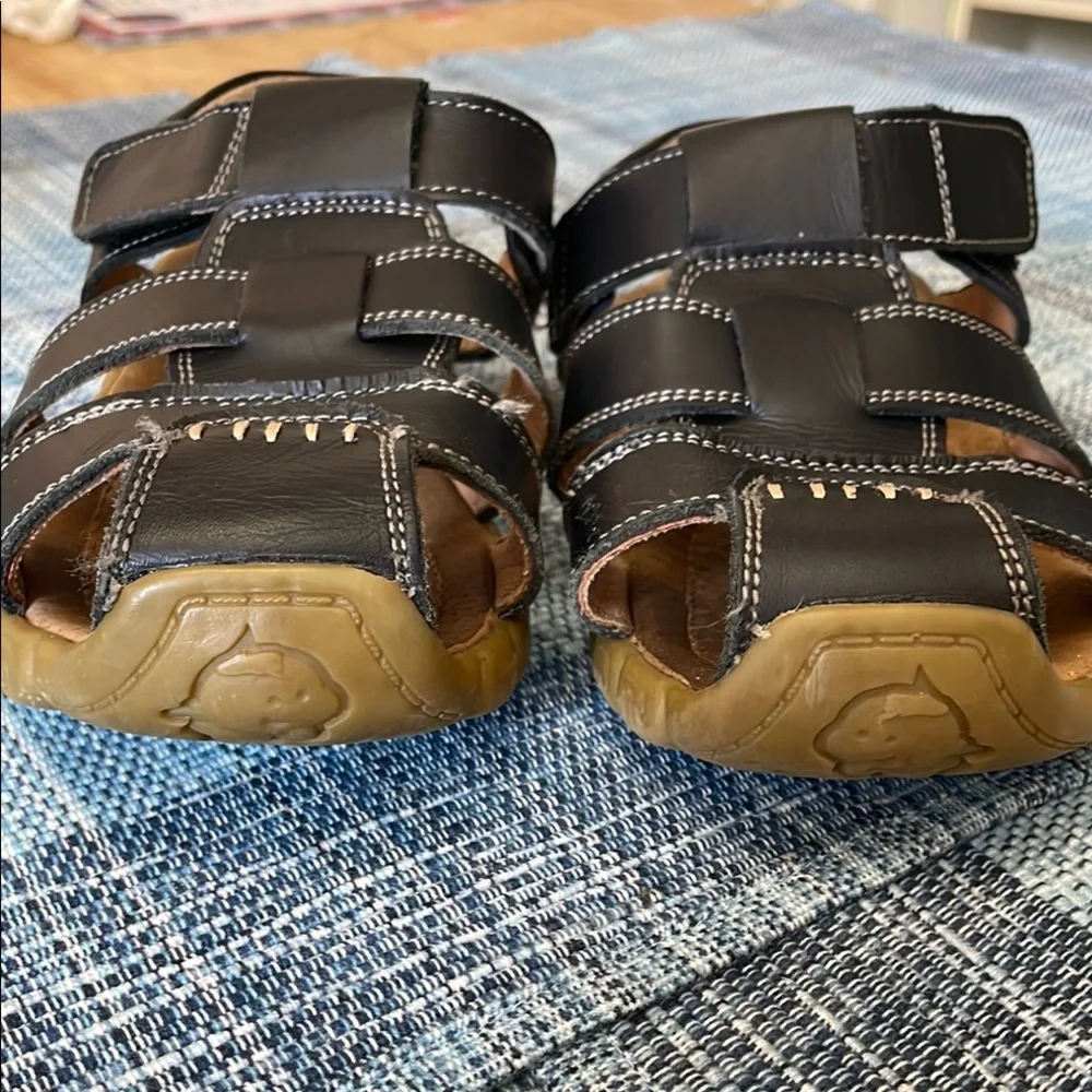 Kids Black Leather Strappy Sandals Barely Used Size 1